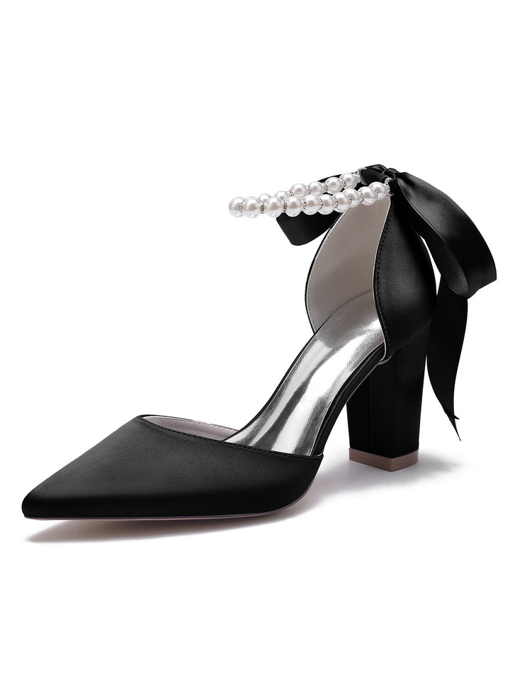 Chaussures de Mariage pour Femmes, Chaussures de Demoiselle D'Honneur à Talons Hauts et Bout Pointu avec Strass