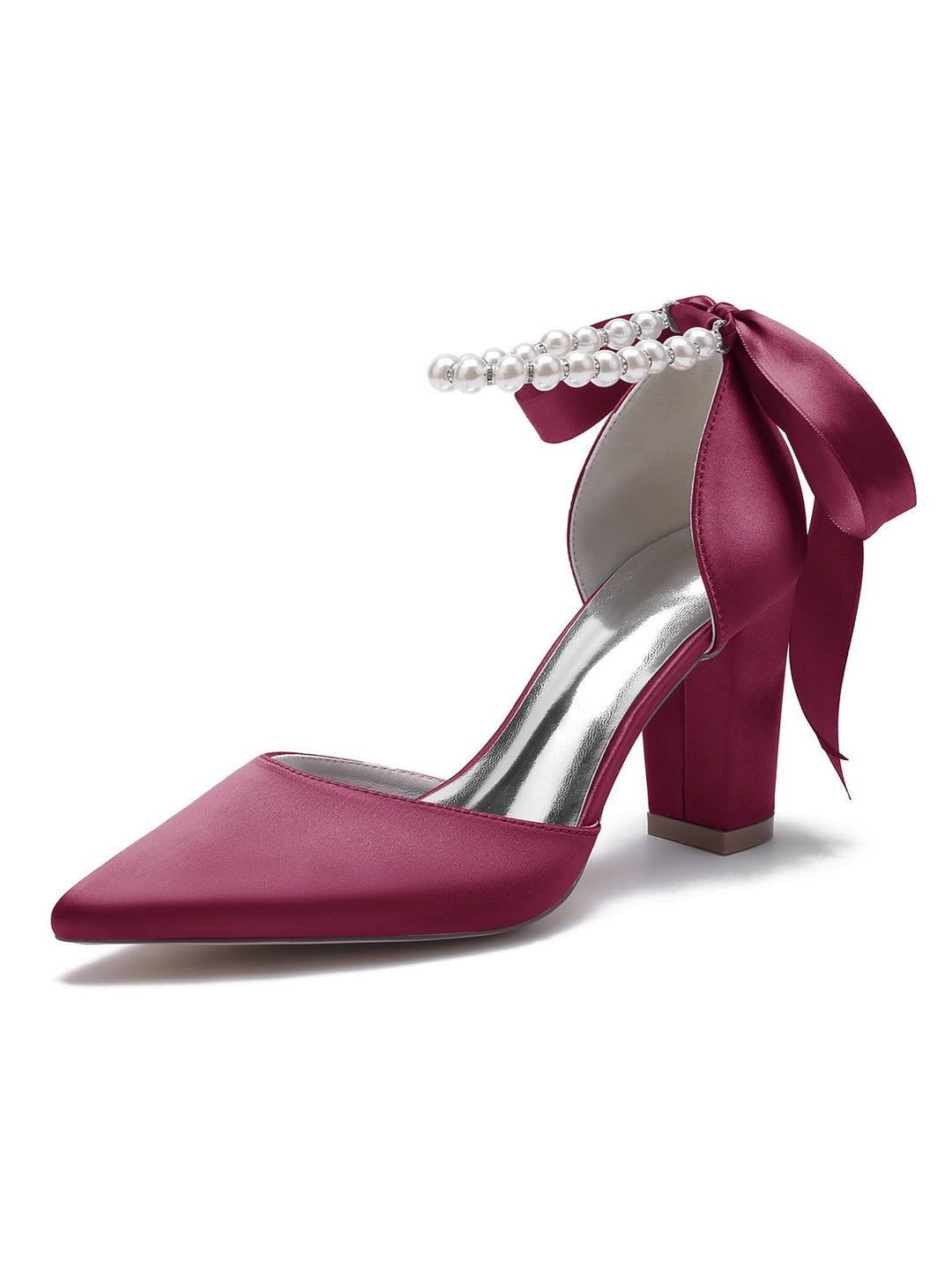 Chaussures de Mariage pour Femmes, Chaussures de Demoiselle D'Honneur à Talons Hauts et Bout Pointu avec Strass