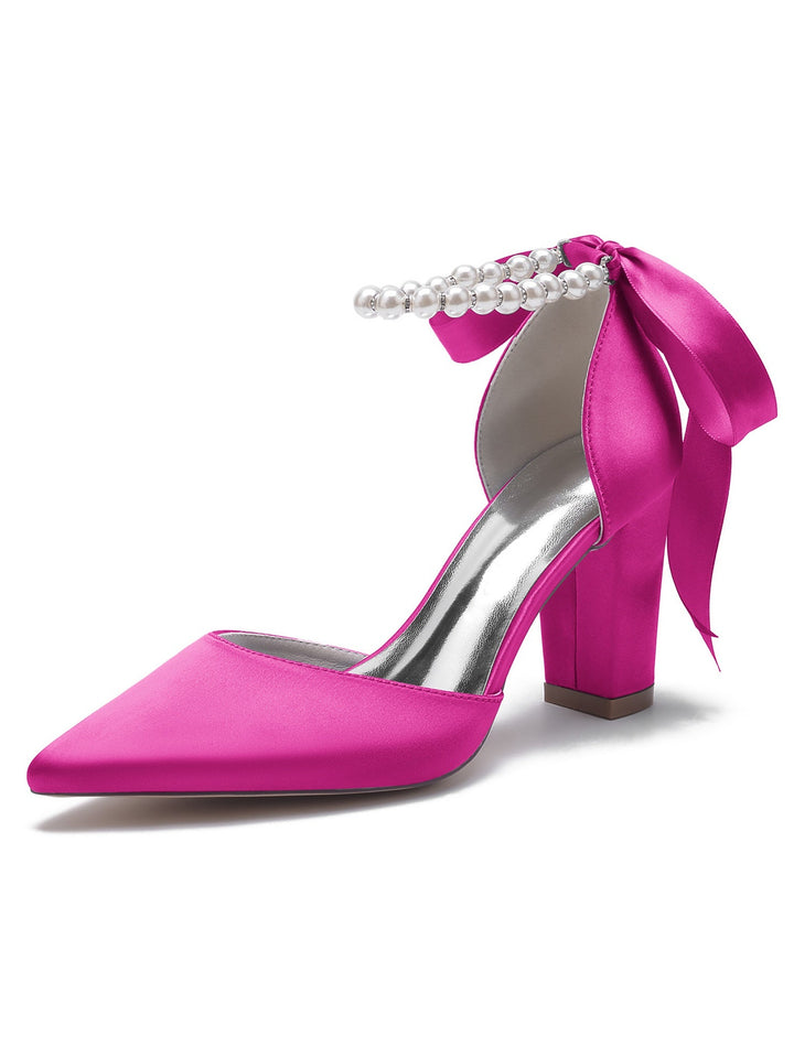 Chaussures de Mariage pour Femmes, Chaussures de Demoiselle D'Honneur à Talons Hauts et Bout Pointu avec Strass