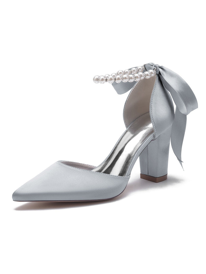 Chaussures de Mariage pour Femmes, Chaussures de Demoiselle D'Honneur à Talons Hauts et Bout Pointu avec Strass