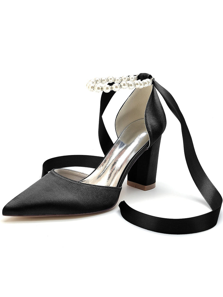 Chaussures de Mariage pour Femmes, Chaussures de Demoiselle D'Honneur à Talons Hauts et Bout Pointu avec Strass