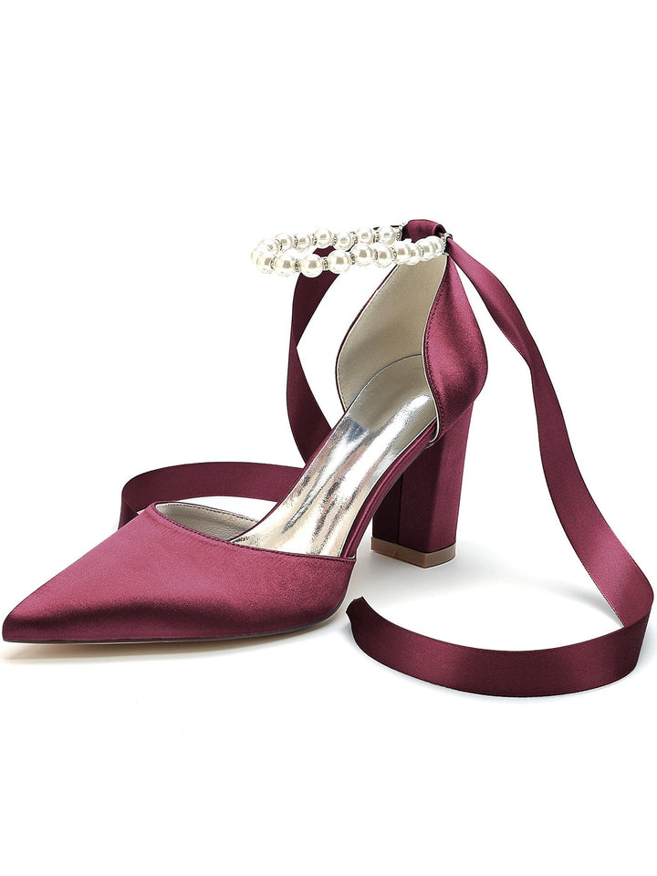 Chaussures de Mariage pour Femmes, Chaussures de Demoiselle D'Honneur à Talons Hauts et Bout Pointu avec Strass