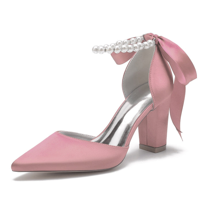 Chaussures de Mariage pour Femmes, Chaussures de Demoiselle D'Honneur à Talons Hauts et Bout Pointu avec Strass