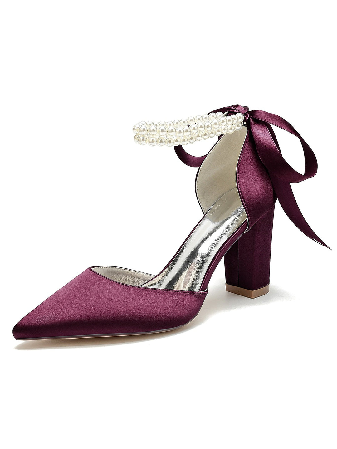 Chaussures de Demoiselle D'Honneur à Talon Aiguille et Bout Pointu en Strass pour Femmes