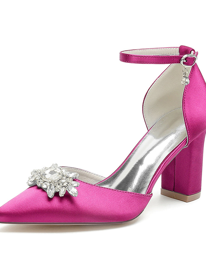 Chaussures de Mariage pour Femmes Chaussures de Mariée à Talons Hauts et Bout Pointu avec Strass