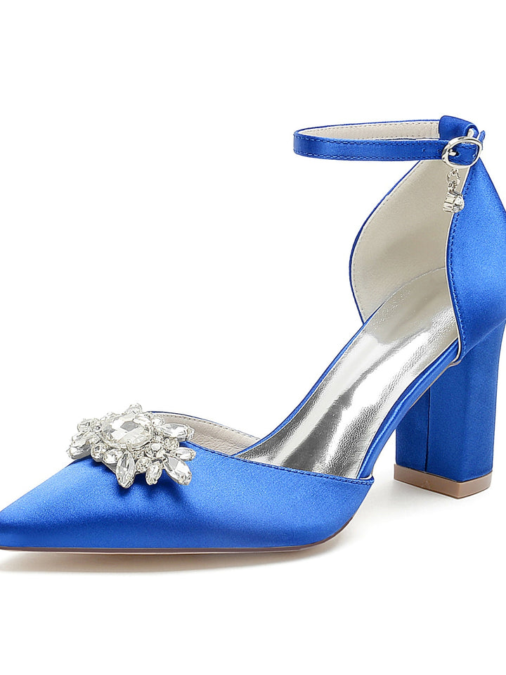Chaussures de Mariage pour Femmes Chaussures de Mariée à Talons Hauts et Bout Pointu avec Strass