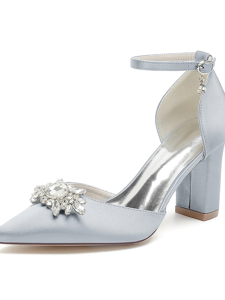 Chaussures de Mariage pour Femmes Chaussures de Mariée à Talons Hauts et Bout Pointu avec Strass