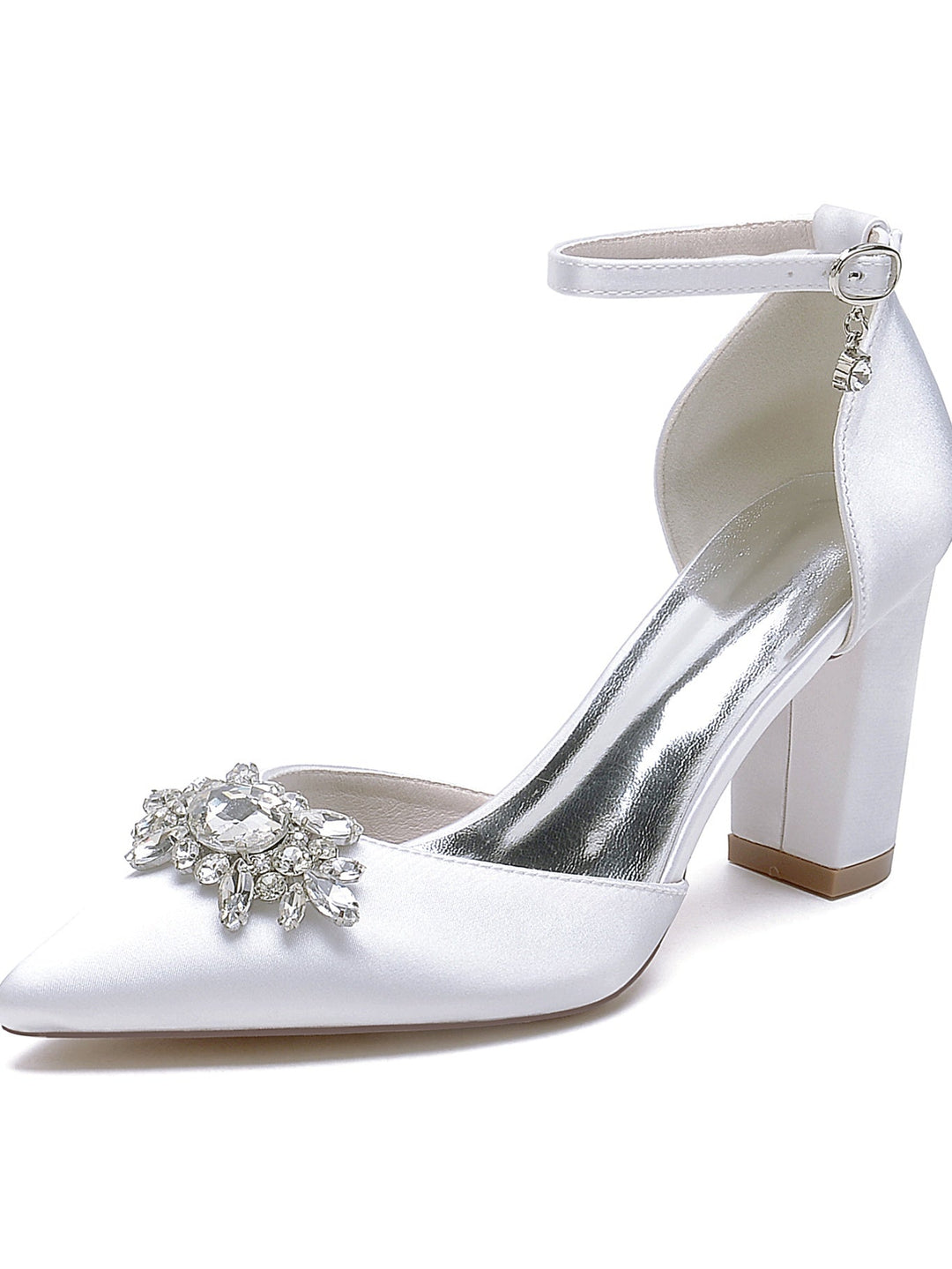 Chaussures de Mariage pour Femmes Chaussures de Mariée à Talons Hauts et Bout Pointu avec Strass