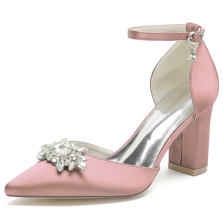 Chaussures de Mariage pour Femmes Chaussures de Mariée à Talons Hauts et Bout Pointu avec Strass