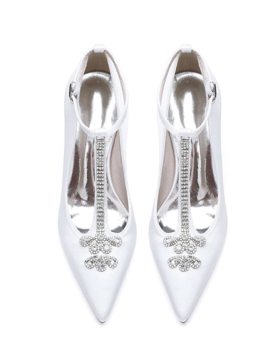 Chaussures de Mariée à Talon Aiguille et Bout Pointu en Strass pour Femmes