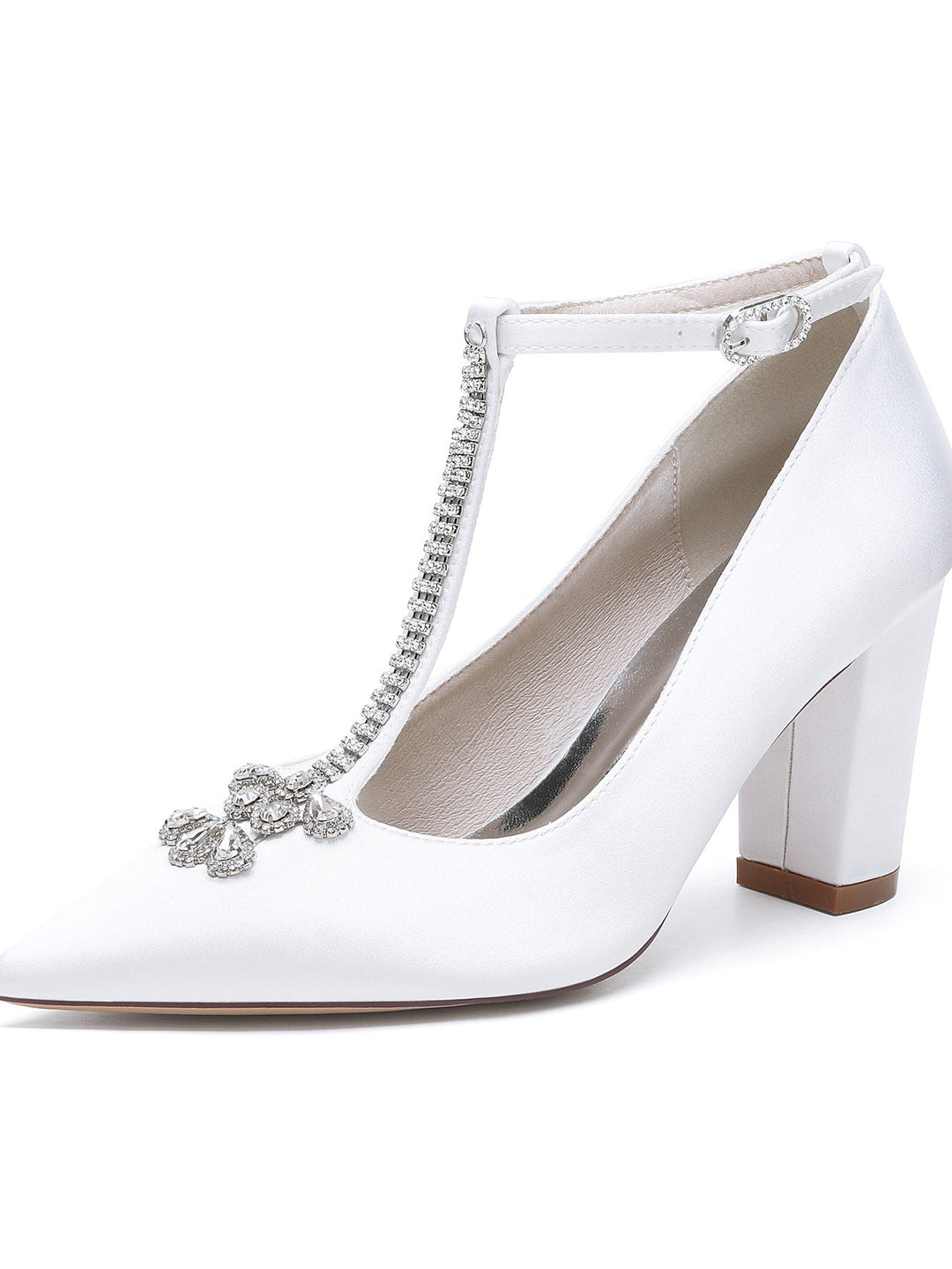 Chaussures de Mariée à Talon Aiguille et Bout Pointu en Strass pour Femmes
