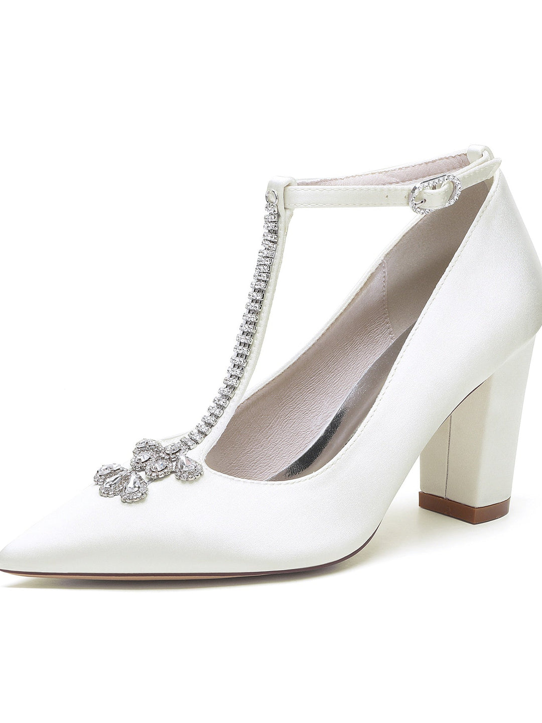 Chaussures de Mariée à Talon Aiguille et Bout Pointu en Strass pour Femmes