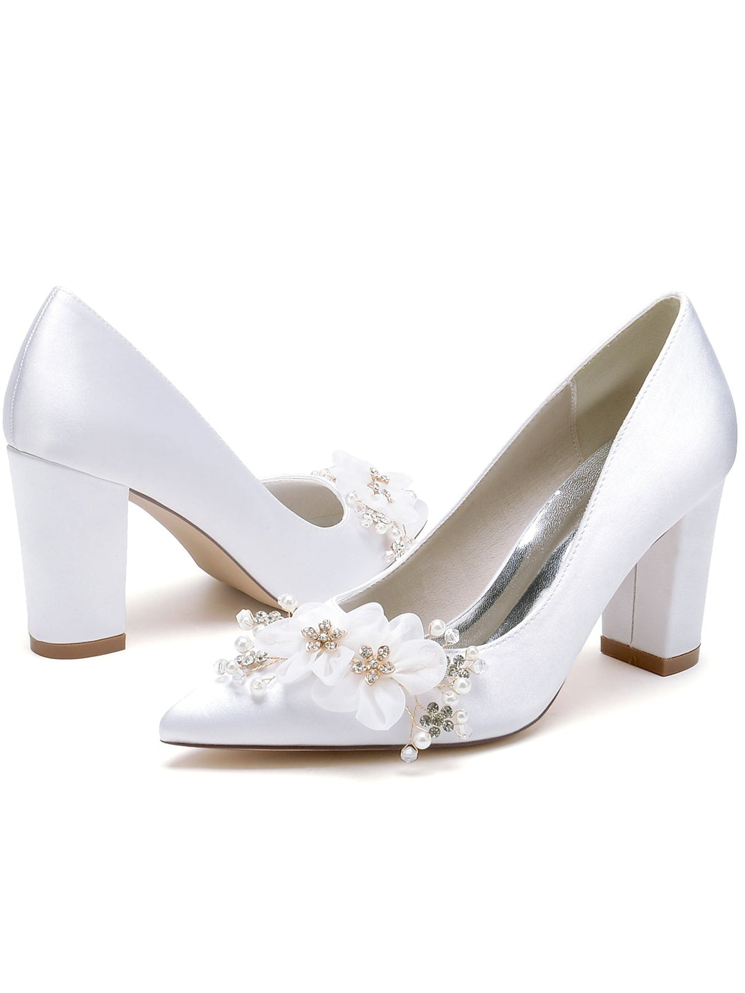 Chaussures de Demoiselle D'Honneur à Talons Hauts et Bout Pointu en Strass pour Femmes