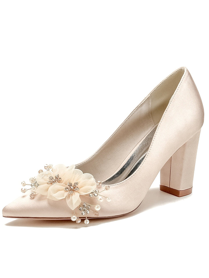 Chaussures de Demoiselle D'Honneur à Talons Hauts et Bout Pointu en Strass pour Femmes