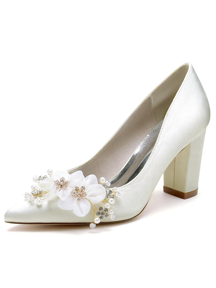 Chaussures de Demoiselle D'Honneur à Talons Hauts et Bout Pointu en Strass pour Femmes