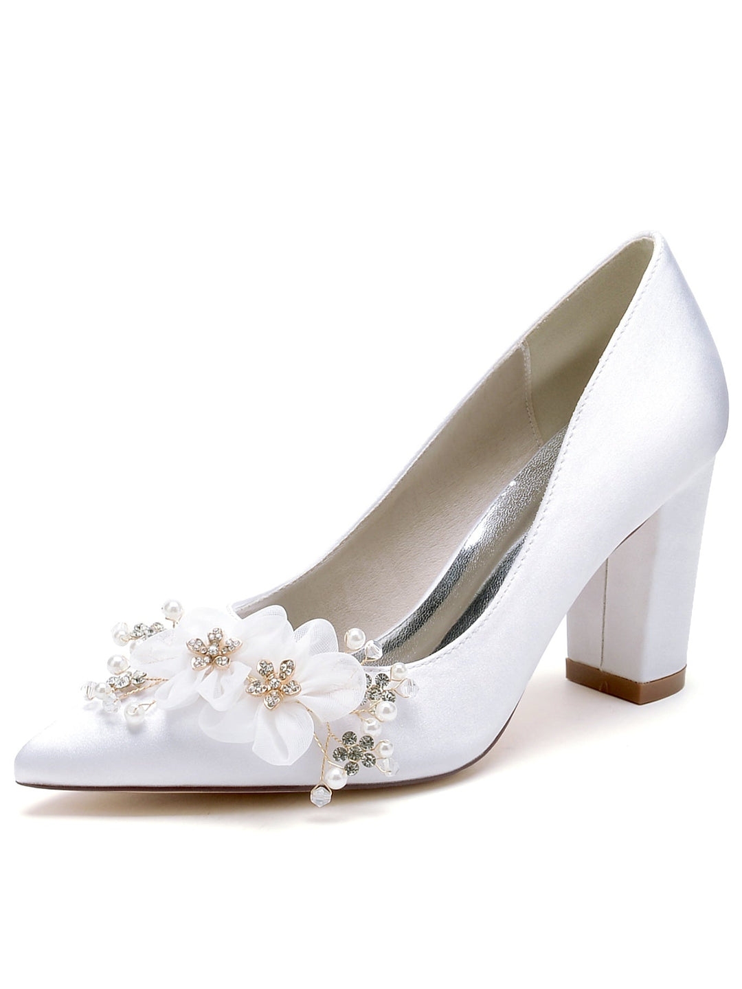 Chaussures de Demoiselle D'Honneur à Talons Hauts et Bout Pointu en Strass pour Femmes