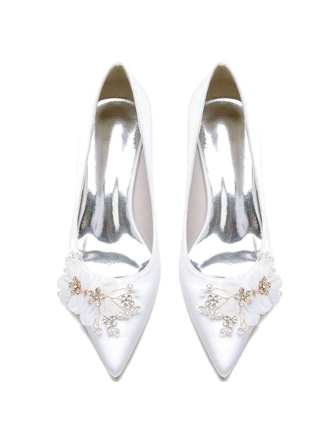 Chaussures de Demoiselle D'Honneur à Talons Hauts et Bout Pointu en Strass pour Femmes