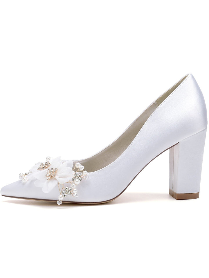 Chaussures de Demoiselle D'Honneur à Talons Hauts et Bout Pointu en Strass pour Femmes