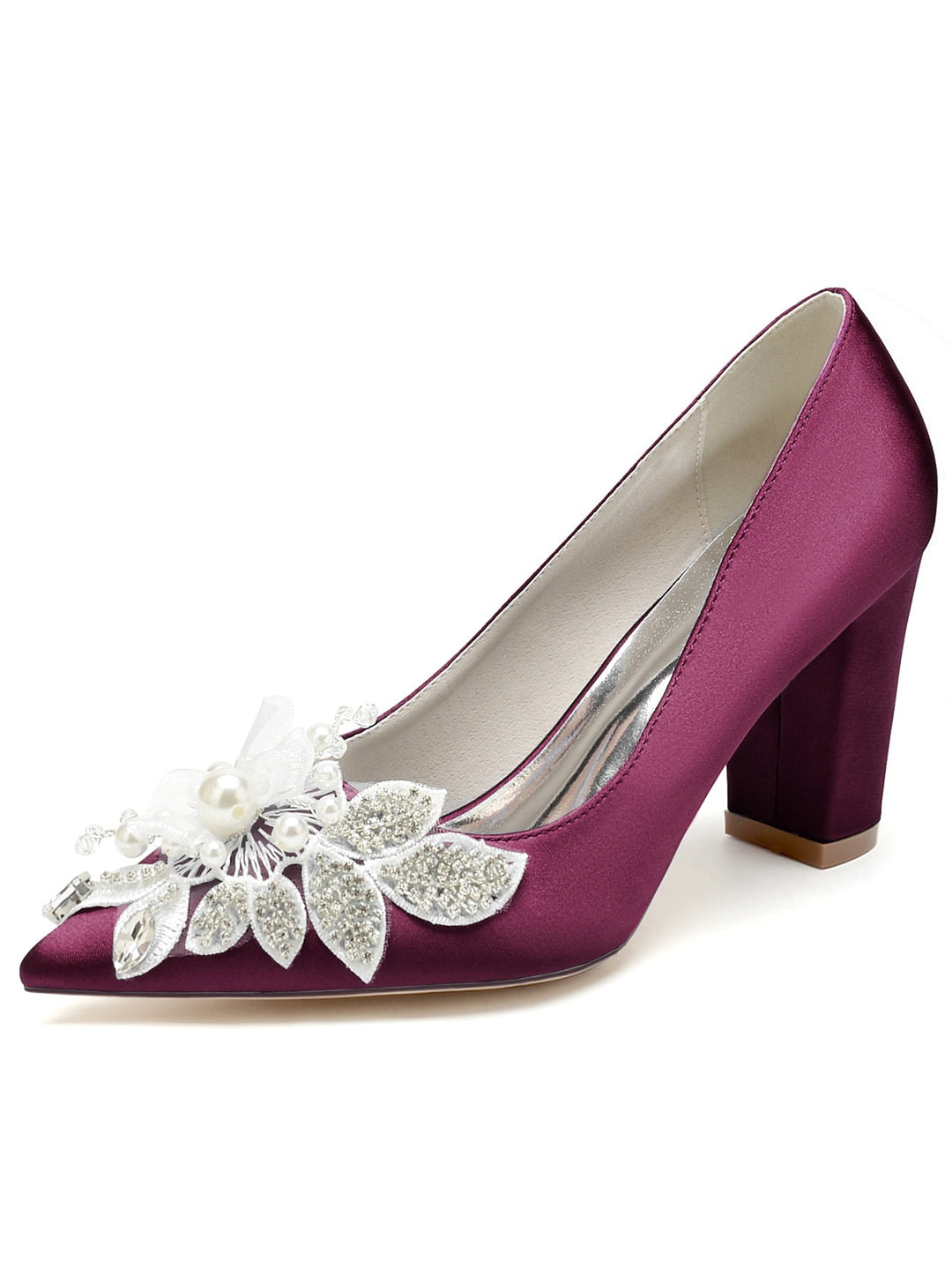 Chaussures de Mariage pour Femmes en Dentelle à Talons Hauts et Bout Pointu pour Demoiselles D'Honneur