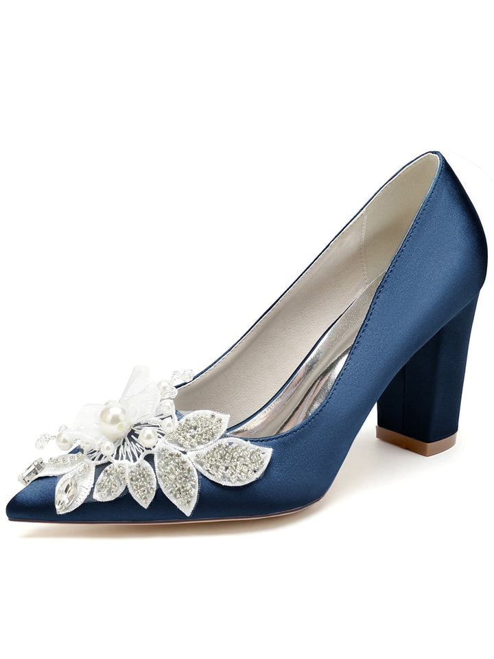 Chaussures de Mariage pour Femmes en Dentelle à Talons Hauts et Bout Pointu pour Demoiselles D'Honneur