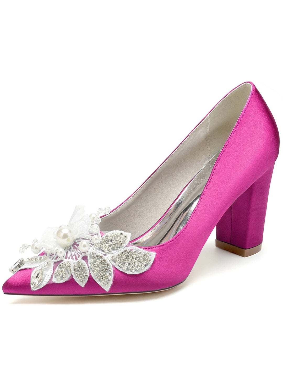 Chaussures de Mariage pour Femmes en Dentelle à Talons Hauts et Bout Pointu pour Demoiselles D'Honneur