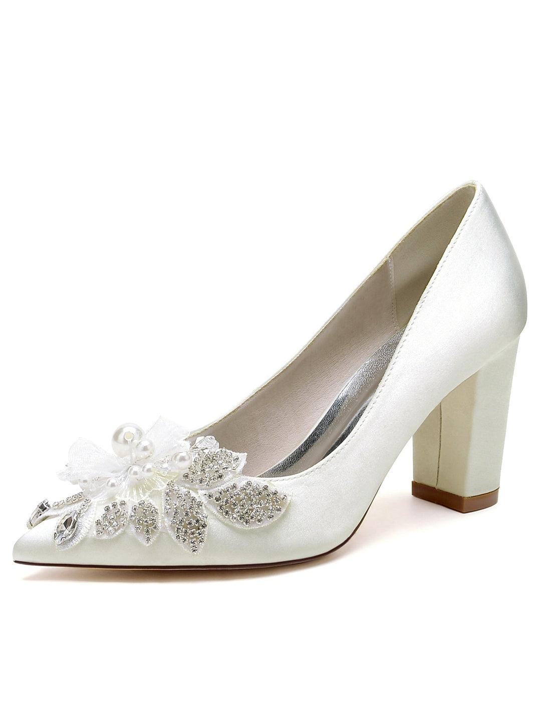 Chaussures de Mariage pour Femmes en Dentelle à Talons Hauts et Bout Pointu pour Demoiselles D'Honneur