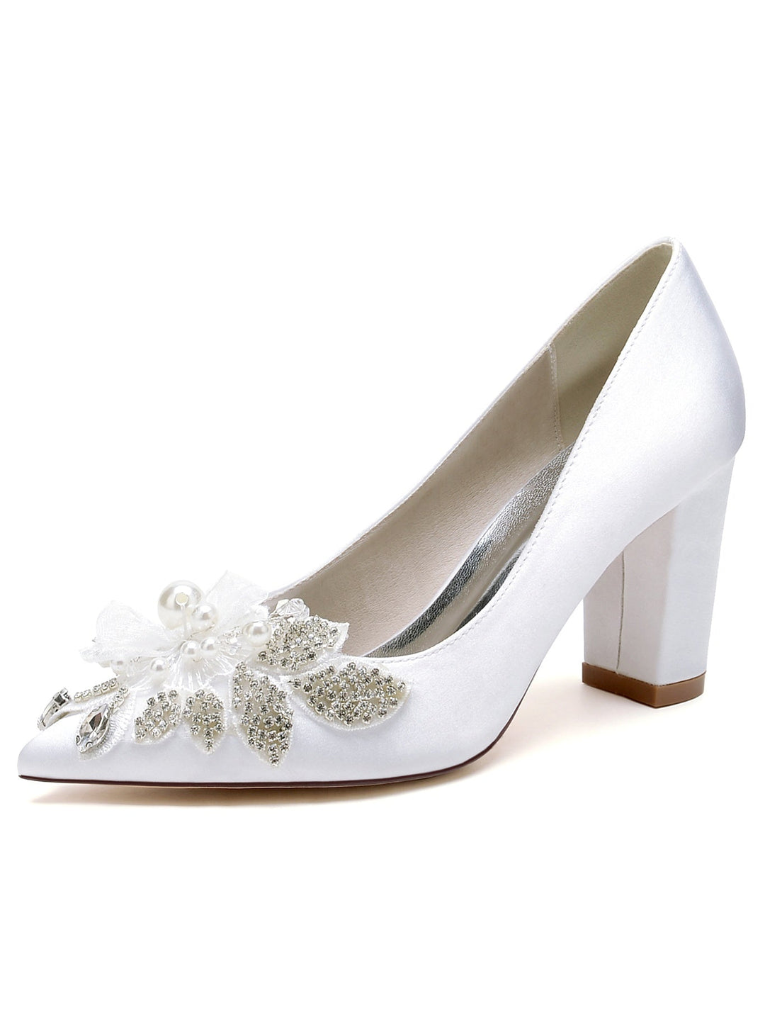 Chaussures de Mariage pour Femmes en Dentelle à Talons Hauts et Bout Pointu pour Demoiselles D'Honneur