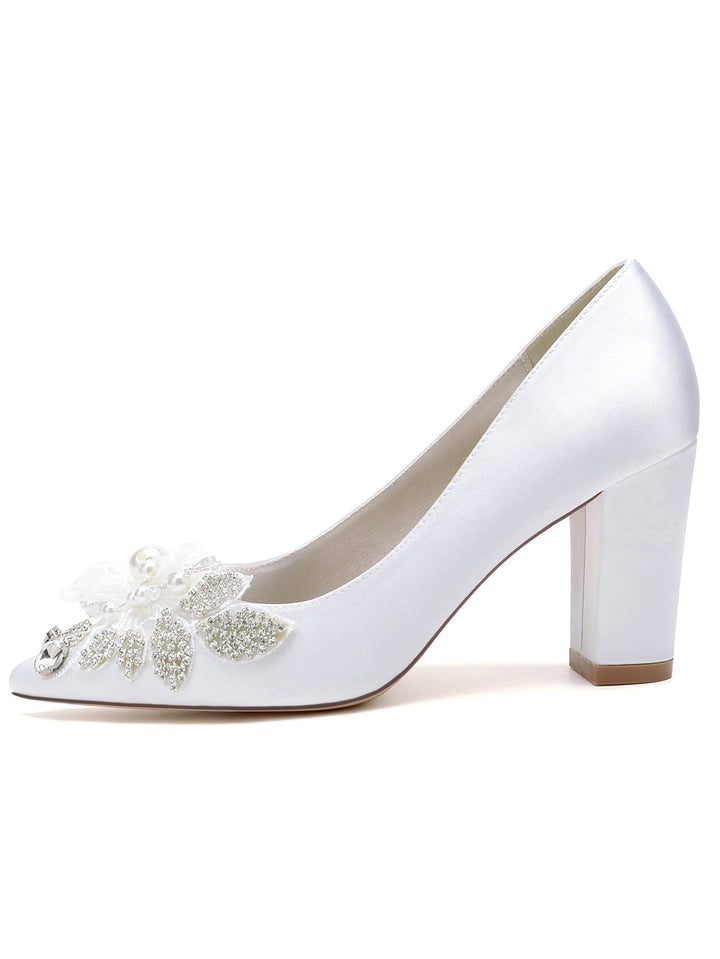 Chaussures de Mariage pour Femmes en Dentelle à Talons Hauts et Bout Pointu pour Demoiselles D'Honneur