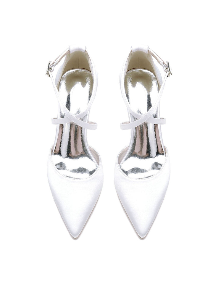 Chaussures de Mariage pour Femmes Chaussures de Mariée à Talons Hauts et Bout Pointu avec Strass
