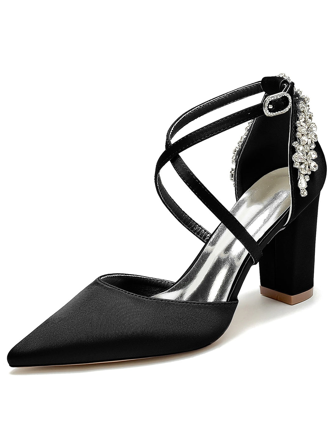 Chaussures de Demoiselle D'Honneur à Talons Hauts et Bout Pointu en Strass pour Femmes