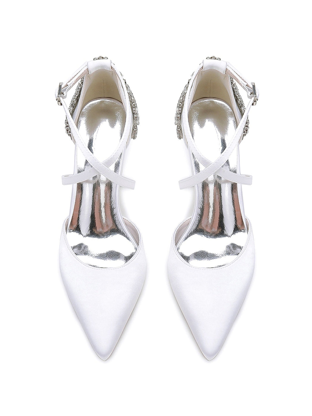 Chaussures de Demoiselle D'Honneur à Talons Hauts et Bout Pointu en Strass pour Femmes