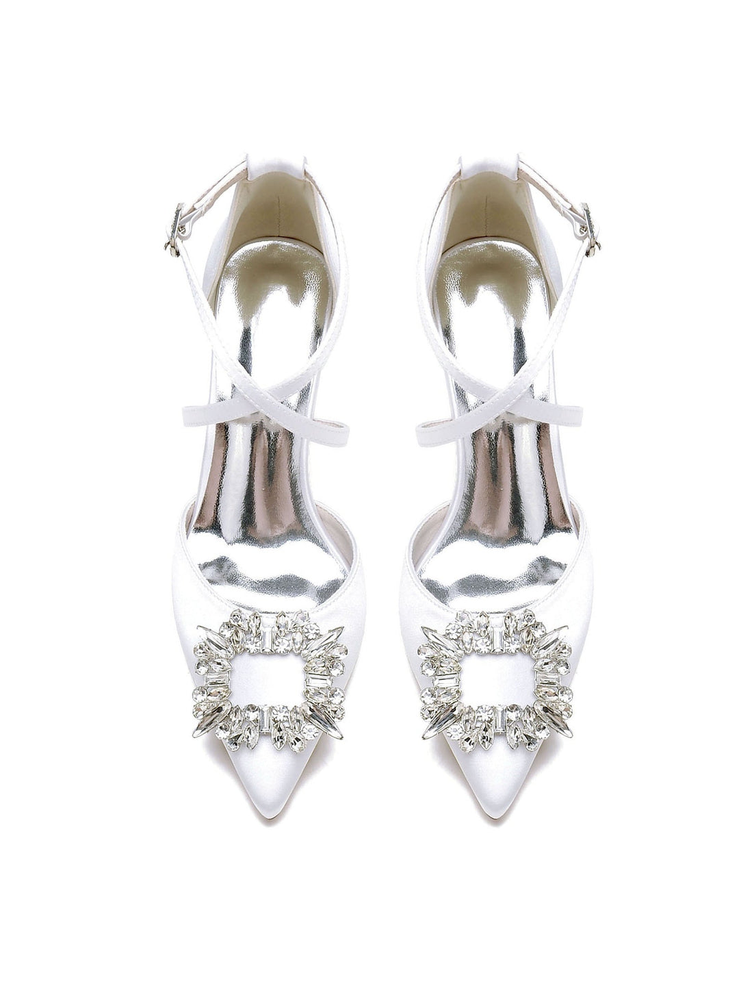 Chaussures de Mariage pour Femmes Chaussures de Mariée à Talons Hauts et Bout Pointu avec Strass