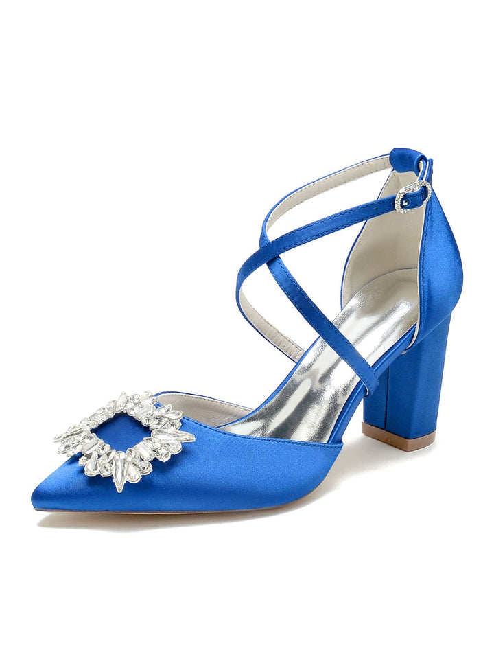 Chaussures de Mariage pour Femmes Chaussures de Mariée à Talons Hauts et Bout Pointu avec Strass