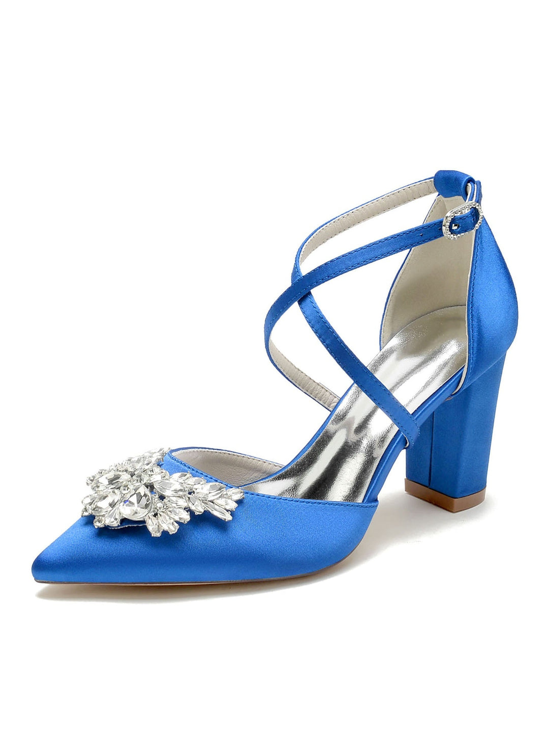 Chaussures de Mariage pour Femmes Chaussures de Mariée à Talons Hauts et Bout Pointu avec Strass