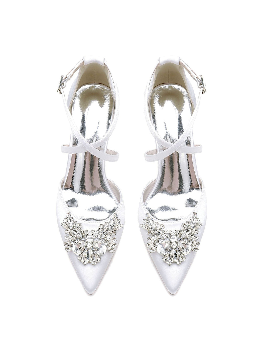 Chaussures de Mariage pour Femmes Chaussures de Mariée à Talons Hauts et Bout Pointu avec Strass