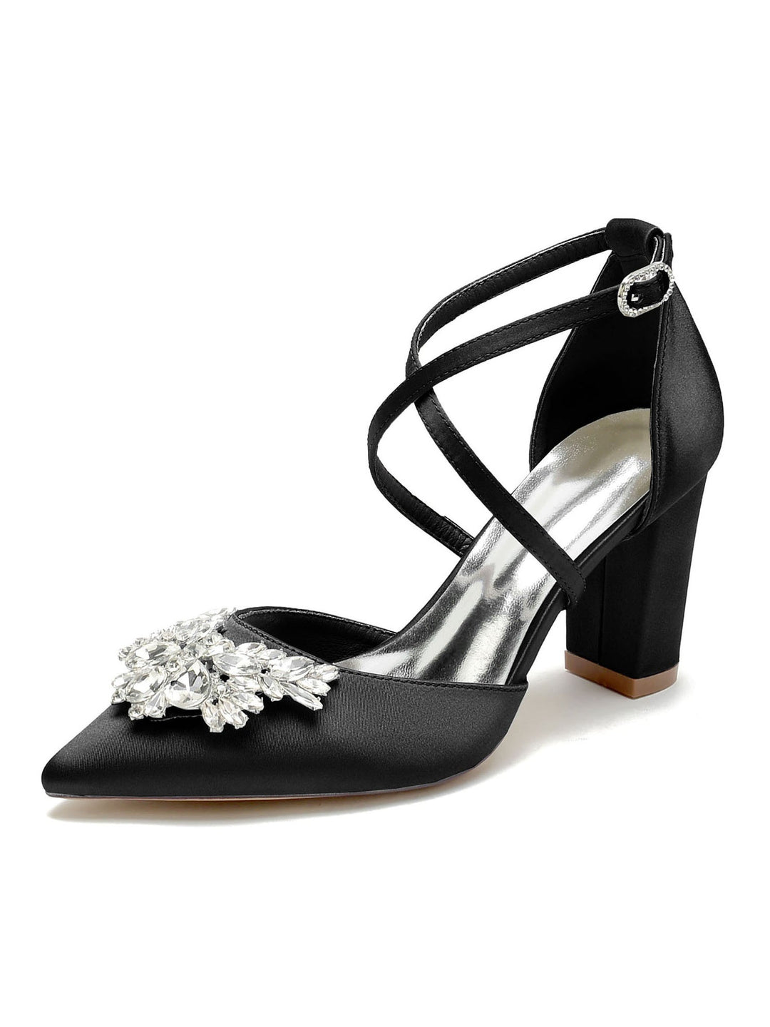 Chaussures de Mariage pour Femmes Chaussures de Mariée à Talons Hauts et Bout Pointu avec Strass