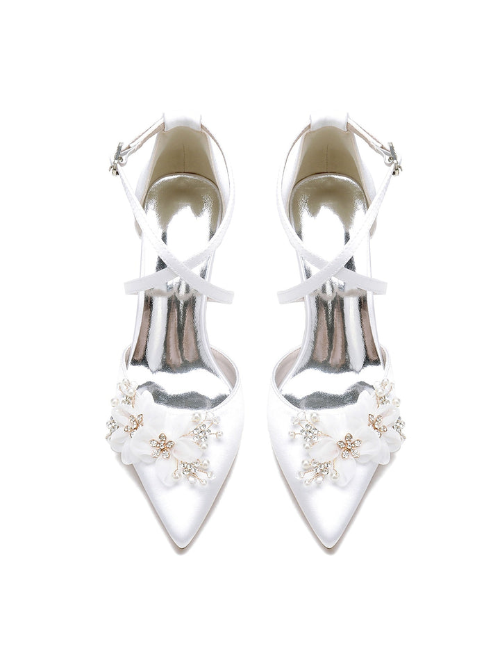 Chaussures de Mariage pour Femmes Chaussures de Mariée à Talons Hauts et à Bout Pointu