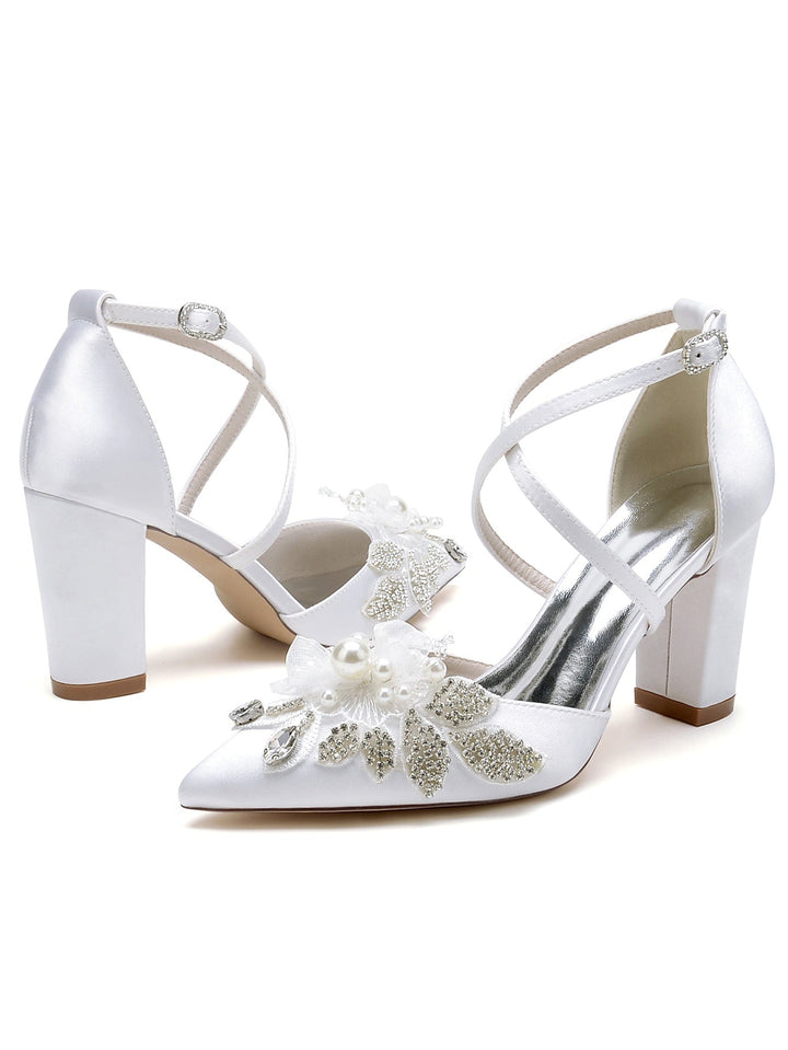 Chaussures de Mariée à Bout Pointu et Talon Aiguille en Dentelle