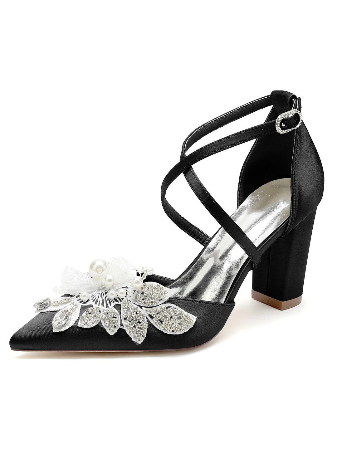 Chaussures de Mariée à Bout Pointu et Talon Aiguille en Dentelle