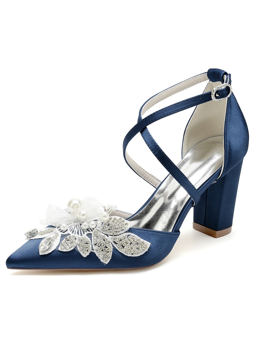 Chaussures de Mariée à Bout Pointu et Talon Aiguille en Dentelle