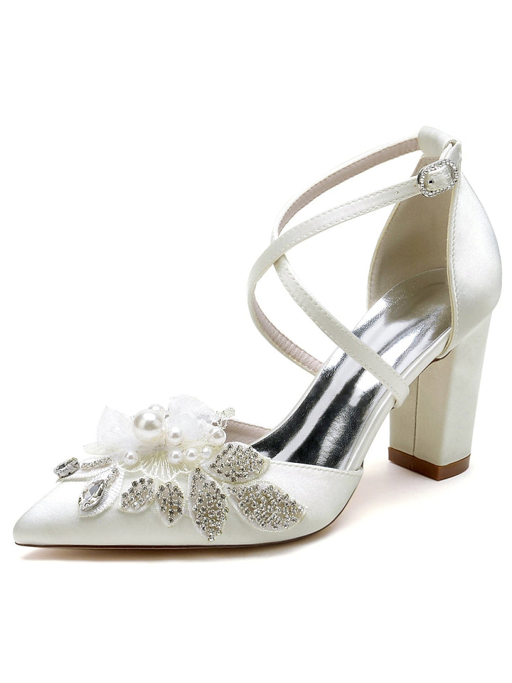 Chaussures de Mariée à Bout Pointu et Talon Aiguille en Dentelle