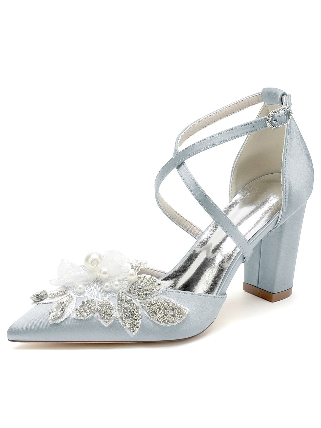 Chaussures de Mariée à Bout Pointu et Talon Aiguille en Dentelle