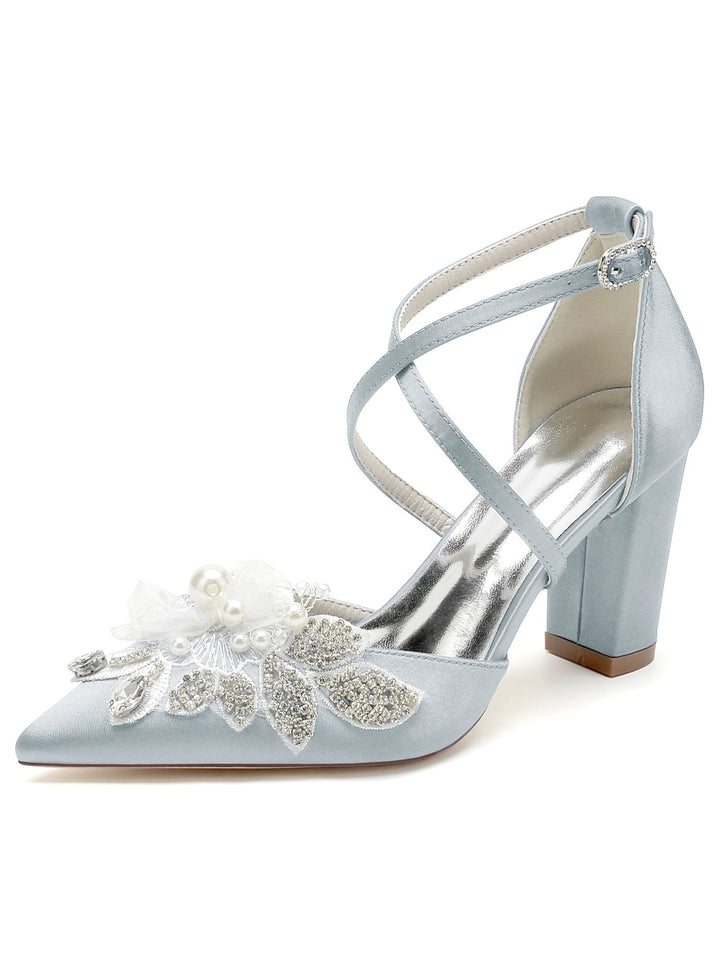Chaussures de Mariée à Bout Pointu et Talon Aiguille en Dentelle