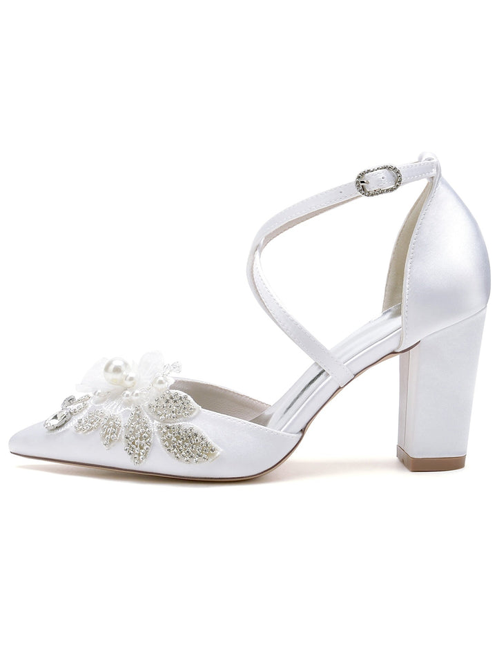 Chaussures de Mariée à Bout Pointu et Talon Aiguille en Dentelle