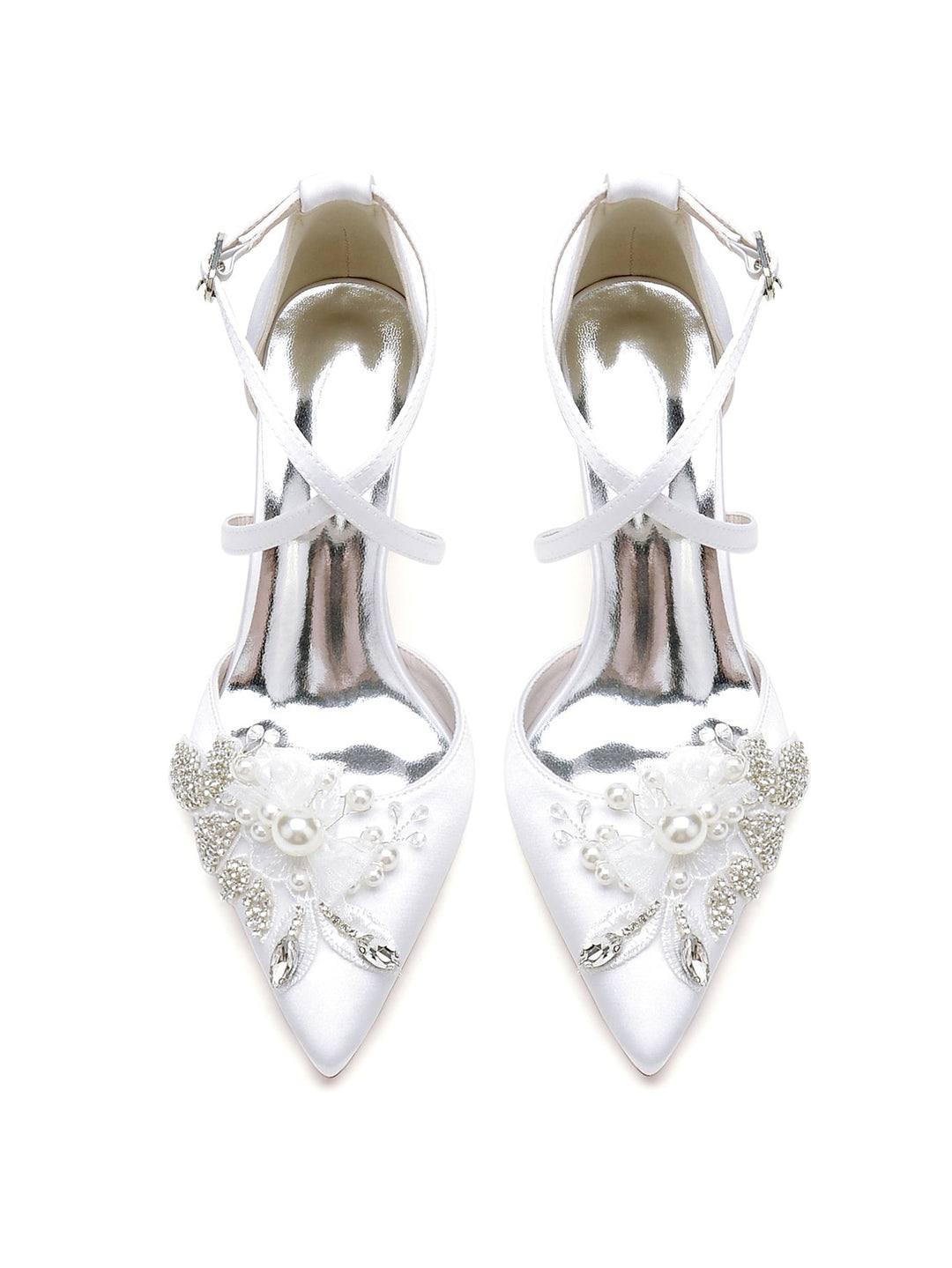 Chaussures de Mariée à Bout Pointu et Talon Aiguille en Dentelle