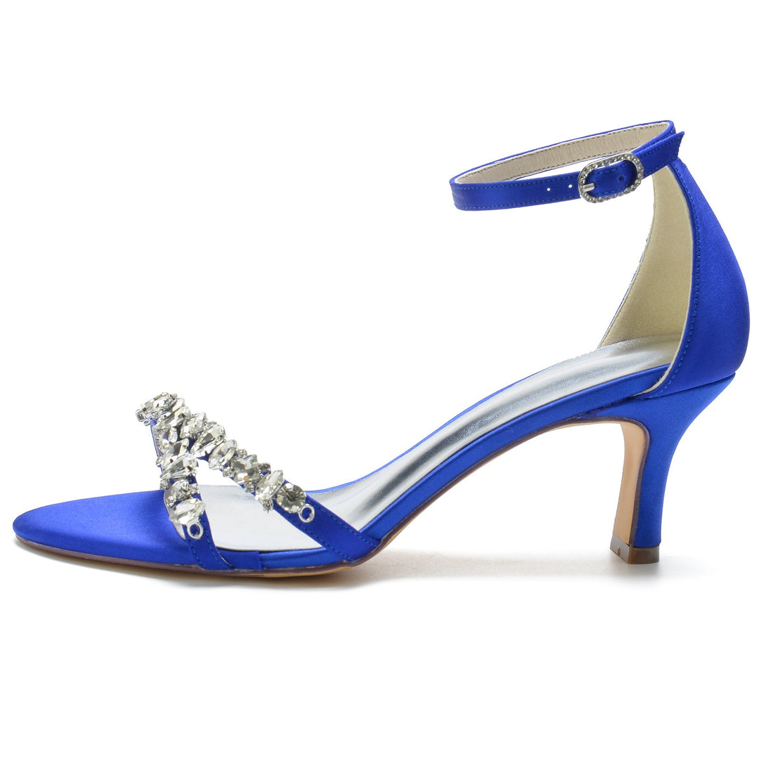Chaussures de Mariage pour Femmes, Chaussures de Mariée à Bout Ouvert et à Boucle Moyenne, Imitation Strass