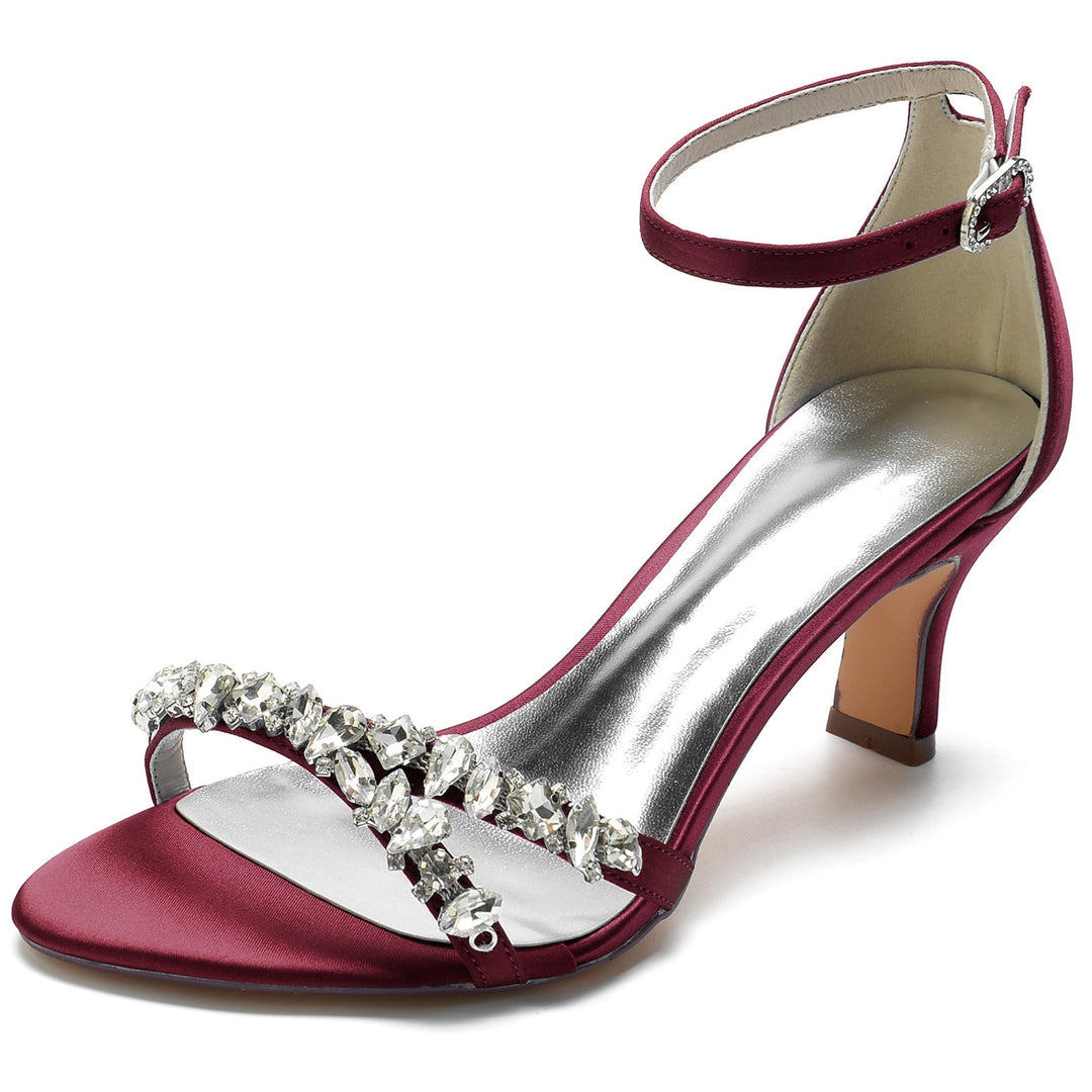 Chaussures de Mariage pour Femmes, Chaussures de Mariée à Bout Ouvert et à Boucle Moyenne, Imitation Strass