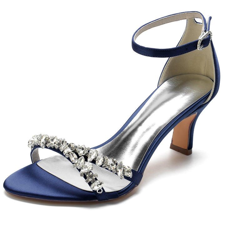 Chaussures de Mariage pour Femmes, Chaussures de Mariée à Bout Ouvert et à Boucle Moyenne, Imitation Strass