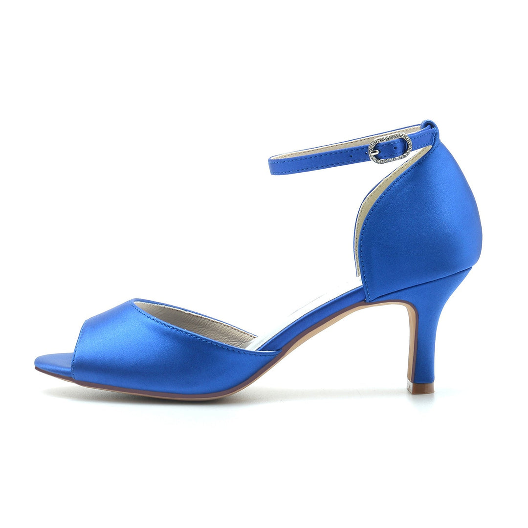 Chaussures de Mariage pour Femmes avec Strass et Bout Ouvert et Bride à la Cheville Chaussures de Mariée Minimalistes