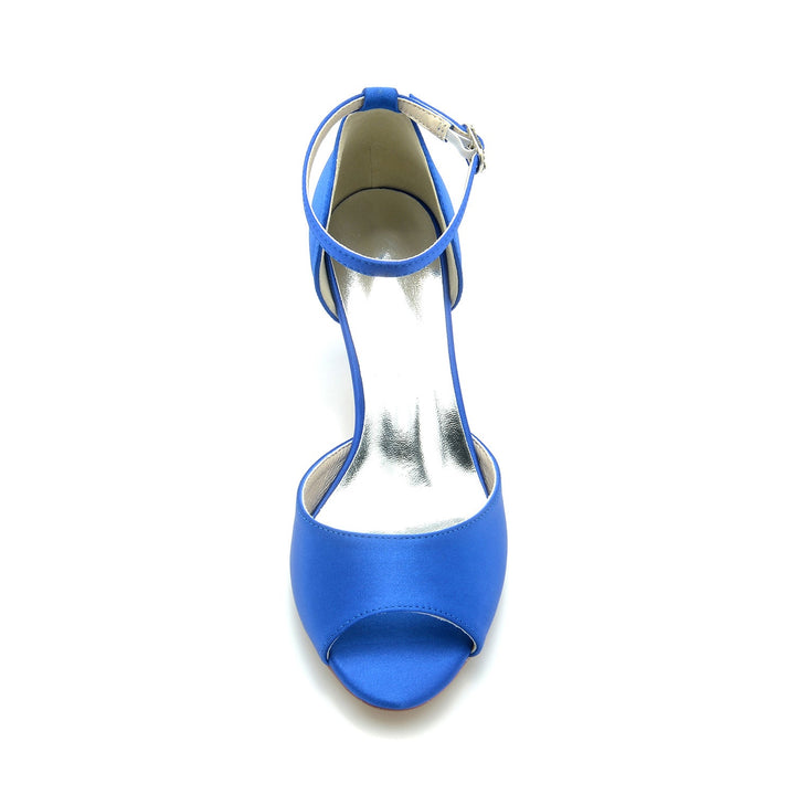 Chaussures de Mariage pour Femmes avec Strass et Bout Ouvert et Bride à la Cheville Chaussures de Mariée Minimalistes